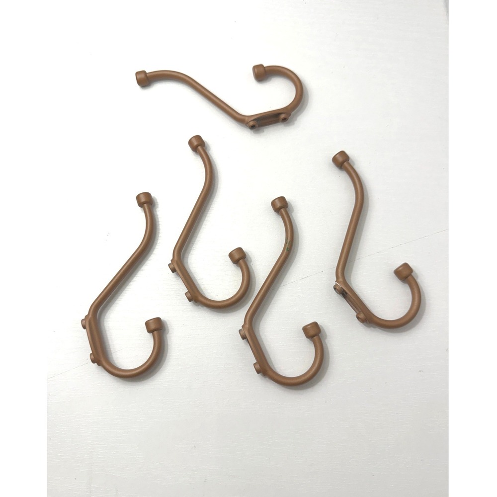 Vintage Reclaimed Hook Set Brown Metal Double Hanger 5pc Hardware